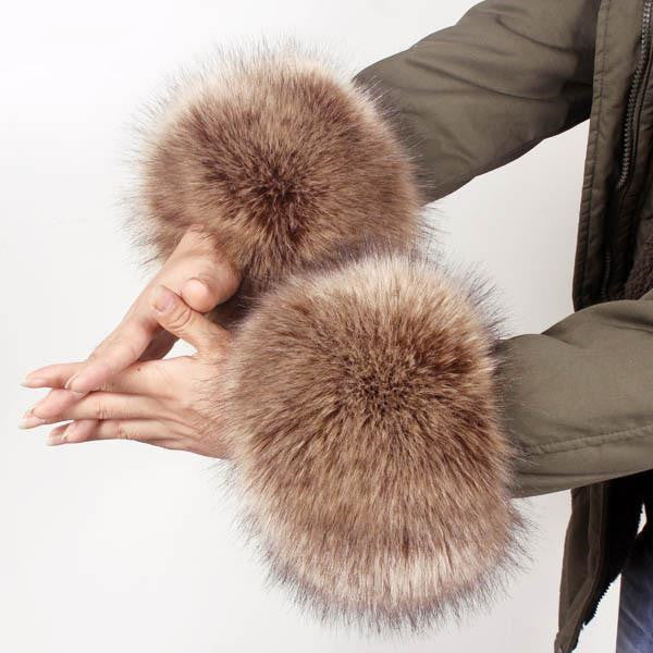 Women Furry Sleeve Cuffs Fox Short Wrist Bracelet