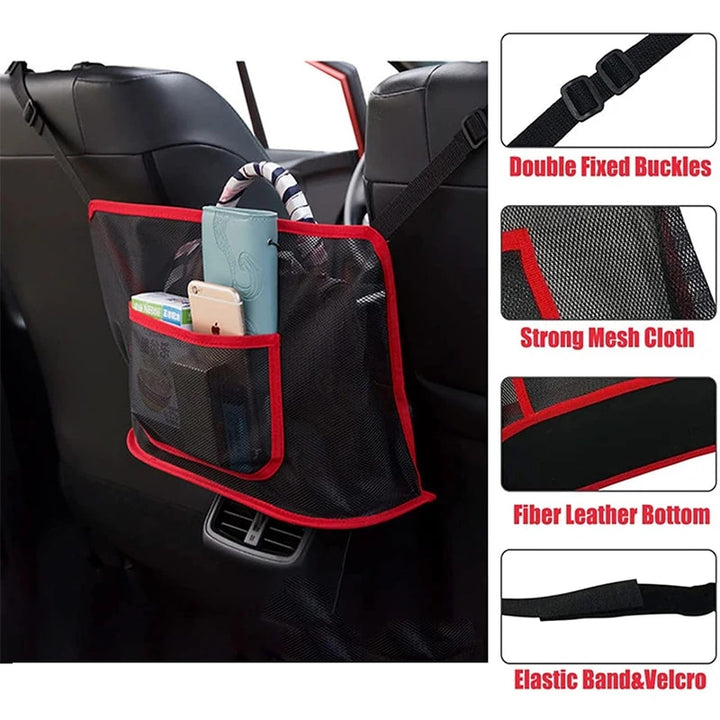 Car Seat Storage and Safety Net: Multi-Functional Organizer and Pet Barrier