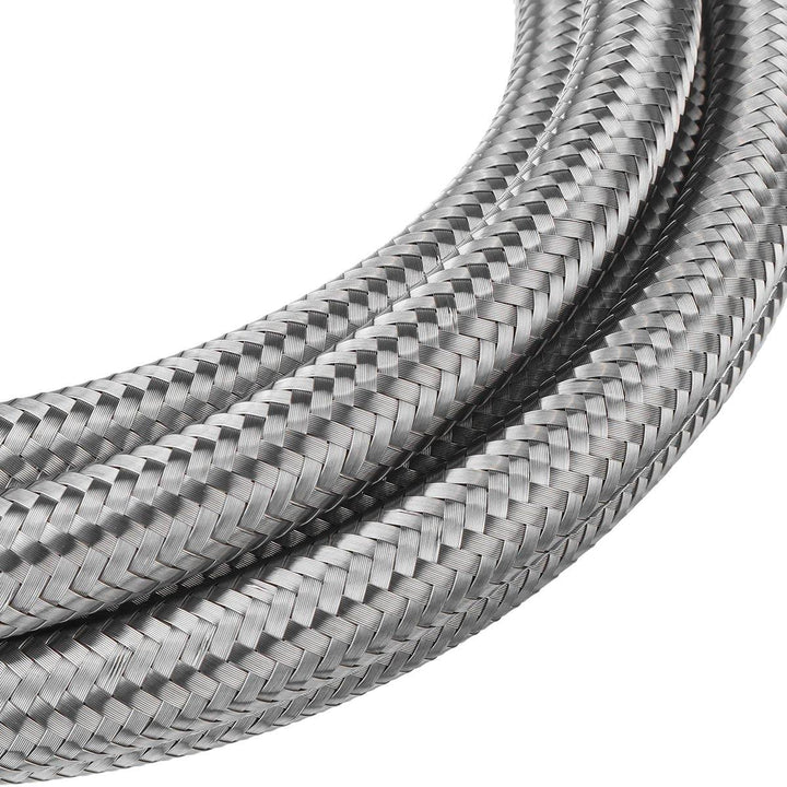 10FT AN4 AN6 AN8 AN10 Fuel Hose Oil Gas Line Pipe Stainless Steel Braided Silver - MRSLM