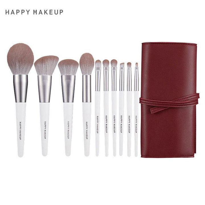 HAPPYMAKEUP 10pcs Makeup Brushes Set Full Set Of Fiber Hair Brush Makeup Tool - MRSLM