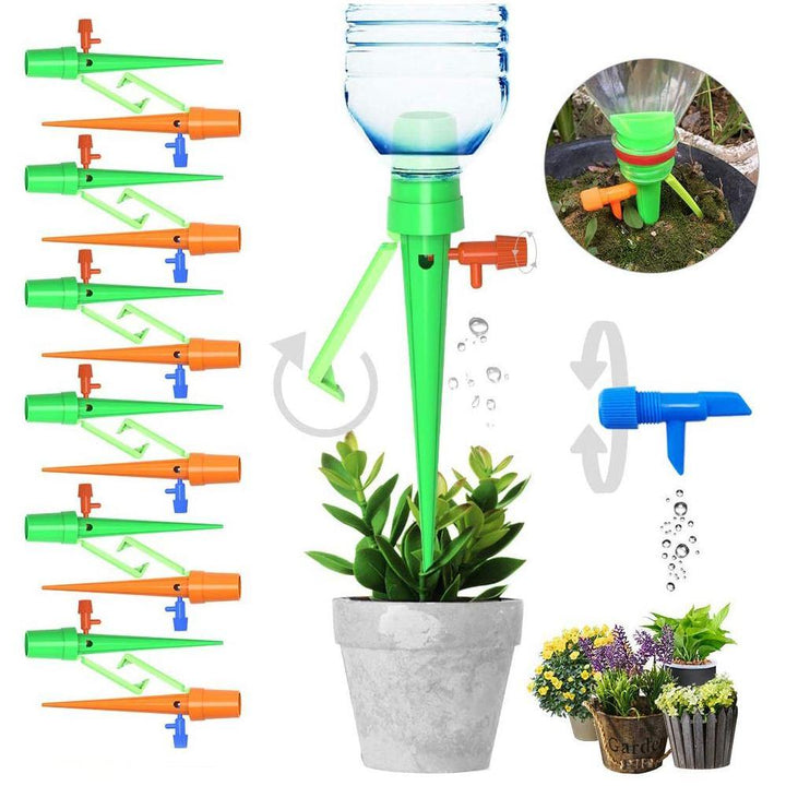 18Pcs Automatic Vacation Drip Irrigation Plant Self Spikes System with Slow Release Control Valve Switch for Indoor & Outdoor Home Office Plants - MRSLM