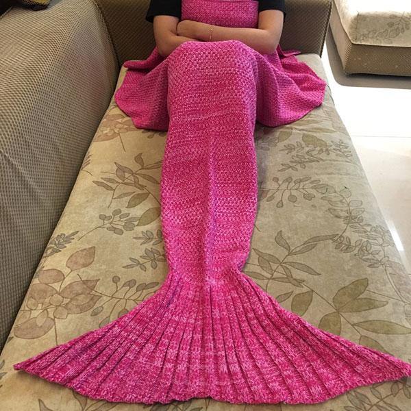 Honana WX-37 180x90cm Knitting Mermaid Tail Blanket Home Office Acrylic Fibers Warm Soft Sleep Bag - MRSLM