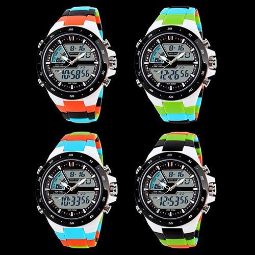 Men Waterproof Sport Digital Analog Dual Time Alarm Date Chronograph Wrist Watch - MRSLM