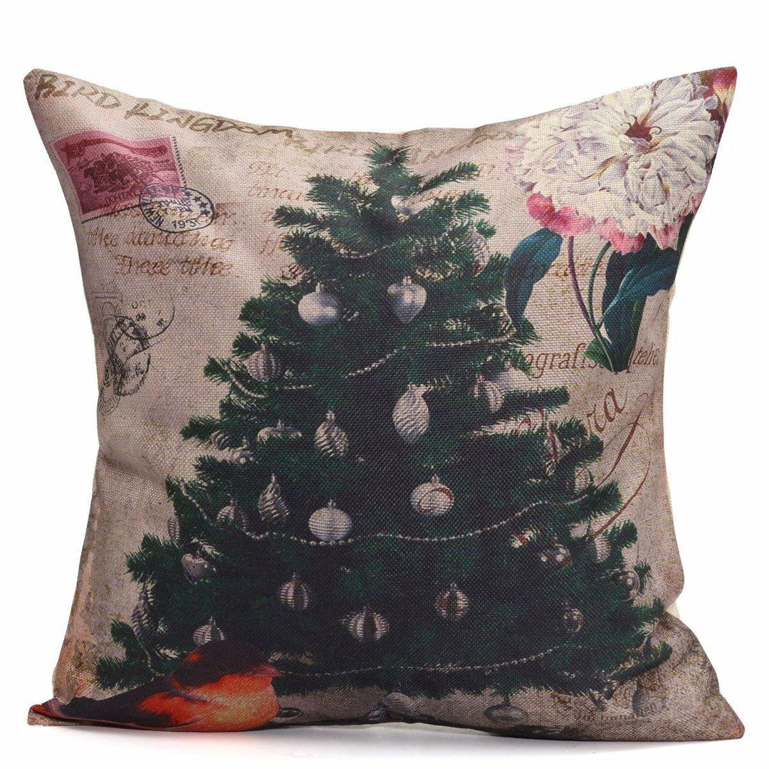 43X43cm Christmas Tree Snowmen Gift Fashion Cotton Linen Pillow Case Santa Claus Home Decor - MRSLM