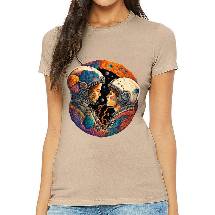 Love Astronaut Slim Fit T-Shirt - Fantasy Women's T-Shirt - Art Slim Fit Tee - MRSLM