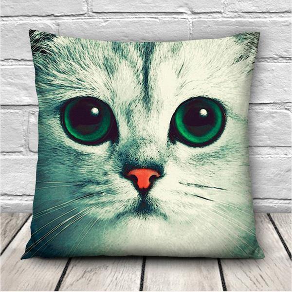 3D Cute Expressions Cats Throw Pillow Cases Sofa Office Car Cushion Cover Gift - MRSLM