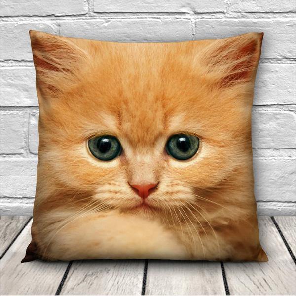 3D Cute Expressions Cats Throw Pillow Cases Sofa Office Car Cushion Cover Gift - MRSLM