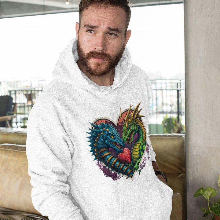 Animal Themed Hooded Sweatshirt - Dinosaur Graphic Hoodie - Colorful Hoodie - MRSLM