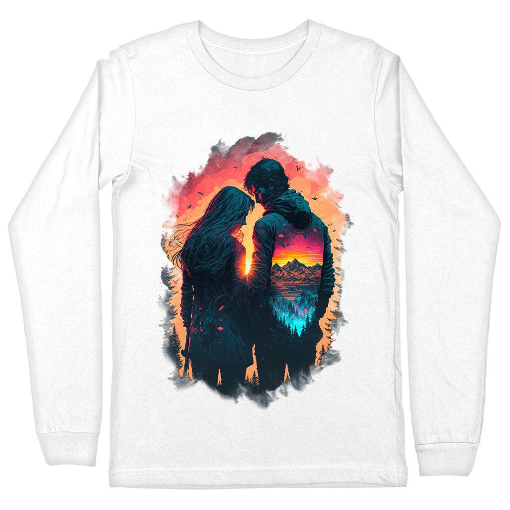 Nature Print Long Sleeve T-Shirt - Couple T-Shirt - Art Long Sleeve Tee - MRSLM