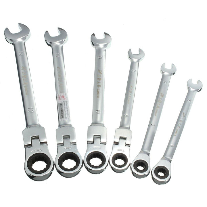 DANIU Flexible Pivoting Head Ratchet Combination Spanner Wrench Garage Metric Tool 6mm 7mm 8mm 10mm 11mm 12mm - MRSLM