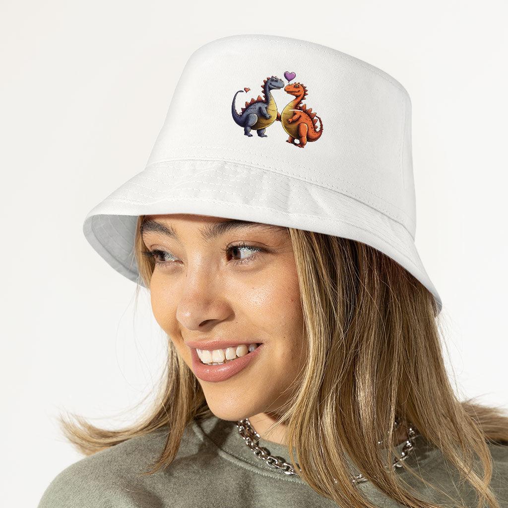 Love Couple Bucket Hat - Dinosaur Print Hat - Printed Bucket Hat - MRSLM