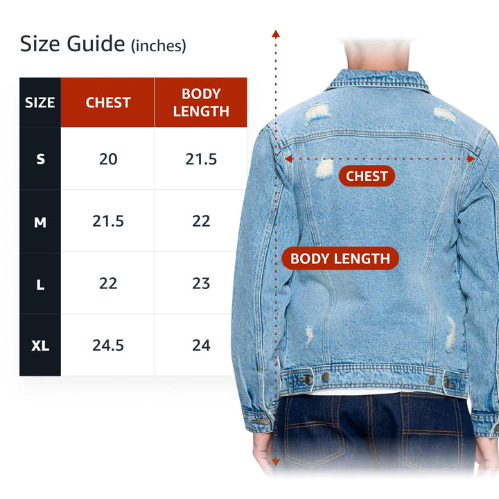 Fire Graphic Men's Distressed Denim Jacket - Cool Design Denim Jacket for Men - Illustration Denim Jacket - MRSLM