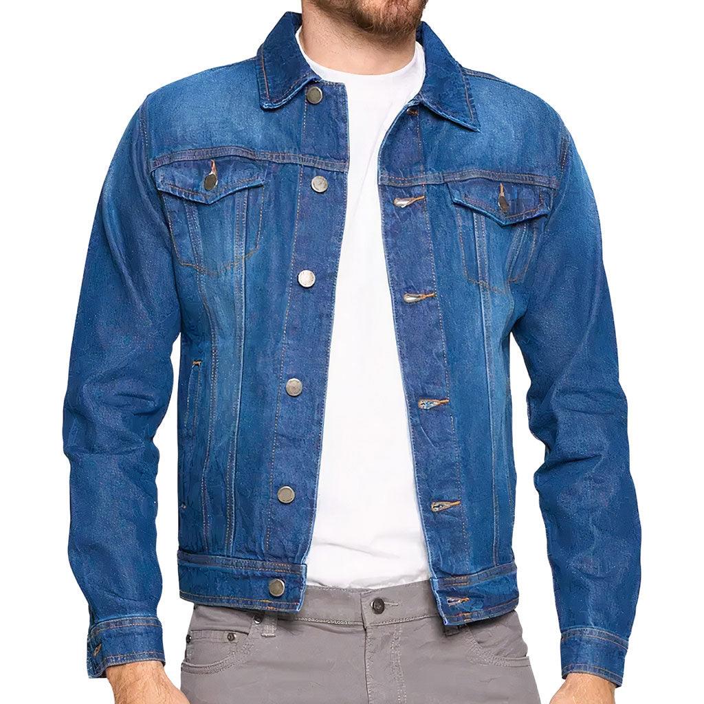 No Pain No Gain Dark Washed Men's Denim Jacket - Trendy Denim Jacket - Best Design Jacket for Men - MRSLM