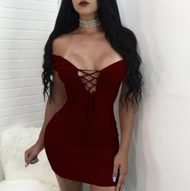 Deep V lace sexy dress - MRSLM