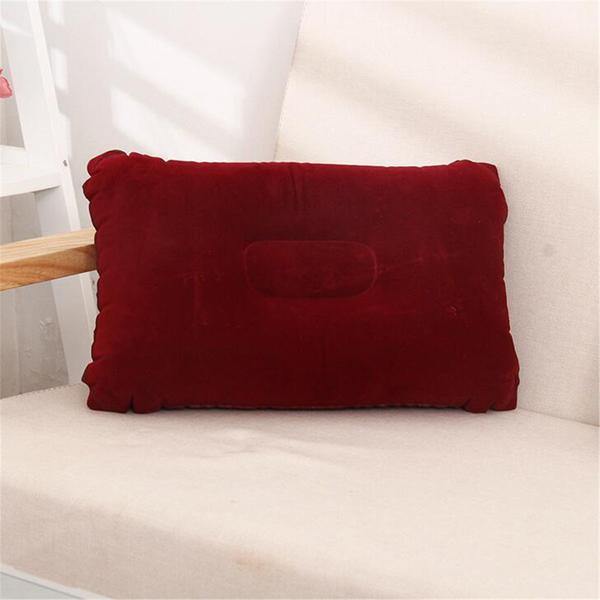 Folding Double Sided Inflatable Pillow Suede Fabric Cushion Camping Home Bedding Decor - MRSLM