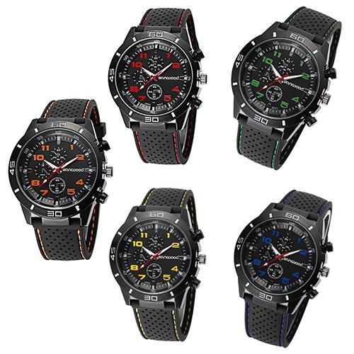 Men's Fashion Silicone Band Decorative Dials Sports Analog Quartz Wrist Watch - MRSLM