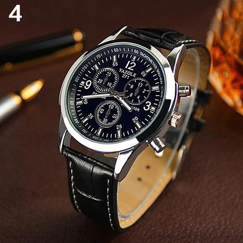 Unisex Military Business Stainless Steel Case Faux Leather Analog Quartz Watch - MRSLM