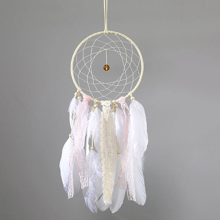 Home Cafe Car Hanging Decoration White Feathers Dream Catcher Wall Ornament - MRSLM