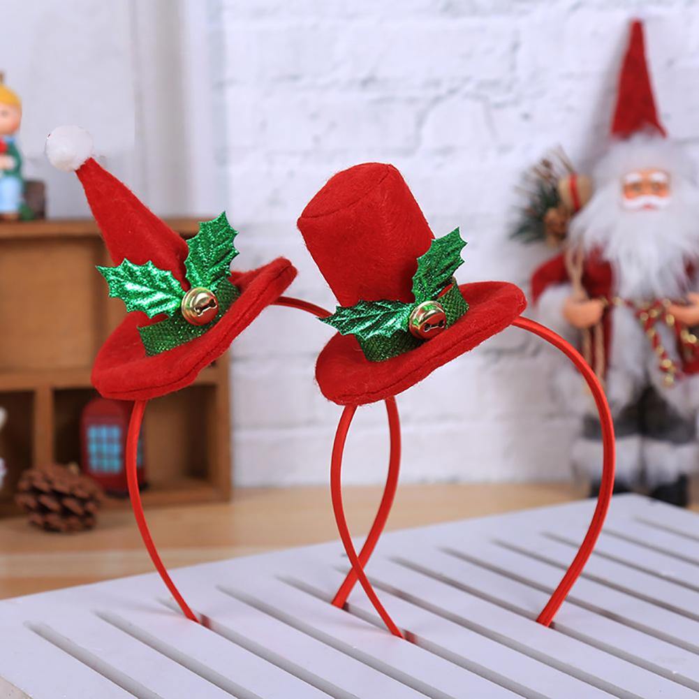 Christmas Top Hat Headband Headwear Adult Children Hair Hoop Xmas Party Props - MRSLM