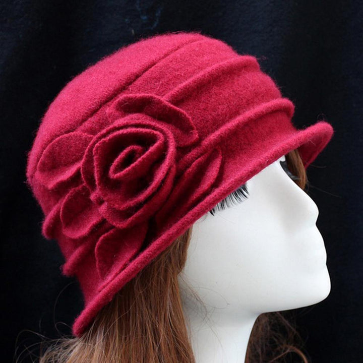 Vintage Women Wool Church Cloche Flapper Hat Lady Bucket Winter Flower Cap - MRSLM