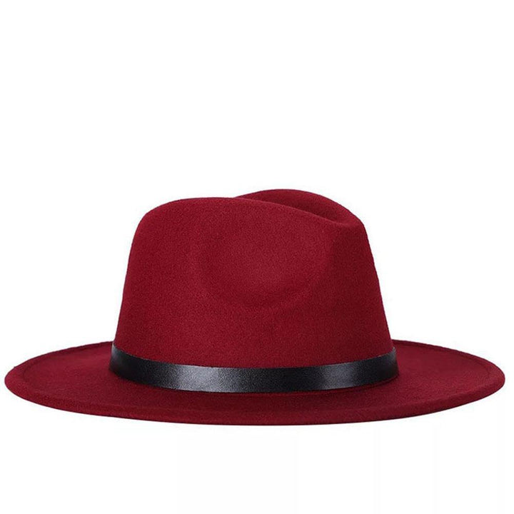 Vintage Unisex Autumn Winter Fedora Wide Brim Cap Outdoor Casual Hat with Belt - MRSLM