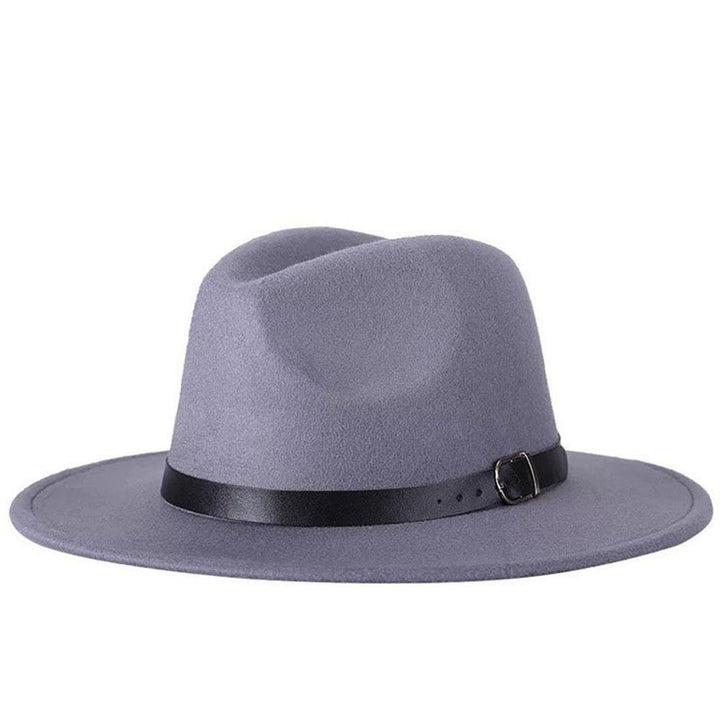 Vintage Unisex Autumn Winter Fedora Wide Brim Cap Outdoor Casual Hat with Belt - MRSLM