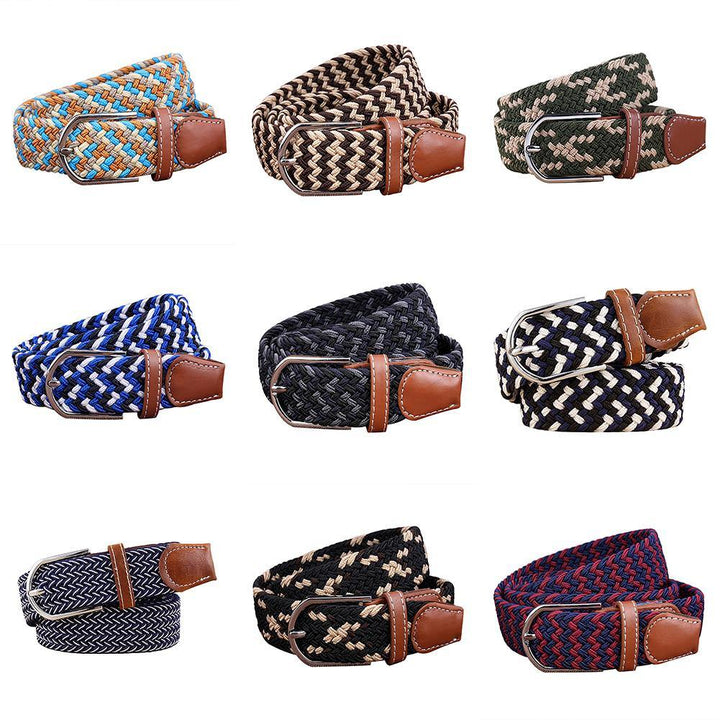 Fashion Woven Braided Fabric Comfort Stretch Casual Dress Belt for Men Women - MRSLM