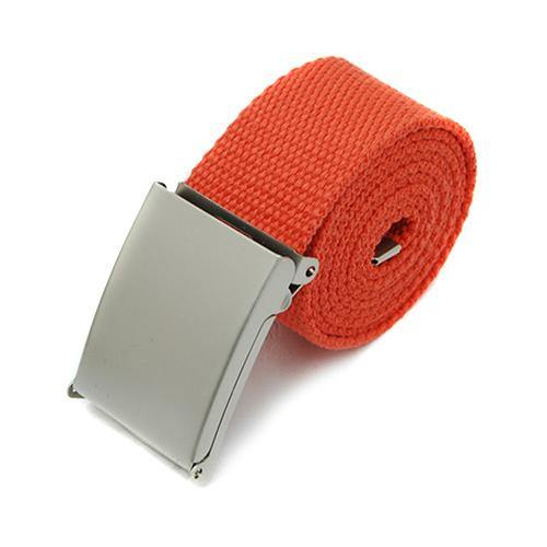 Men Boy Unisex Canvas Metal Buckle Plain Webbing Business Casual Belt Strap - MRSLM