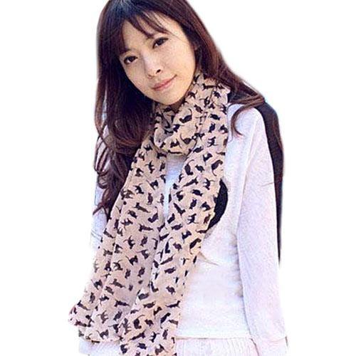 Women's Chiffon Sweet Cat Kitten Scarf Shawl Long Scarf Girls Xmas Gift - MRSLM