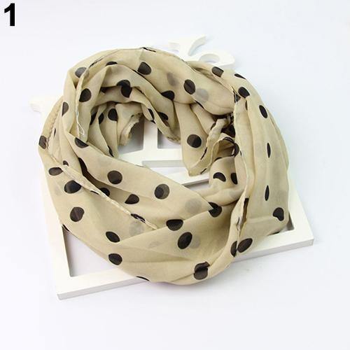 Women Dots Print Soft Cotton Long Soft Scarf Neck Shawl Scarves Beach Wrap Stole - MRSLM