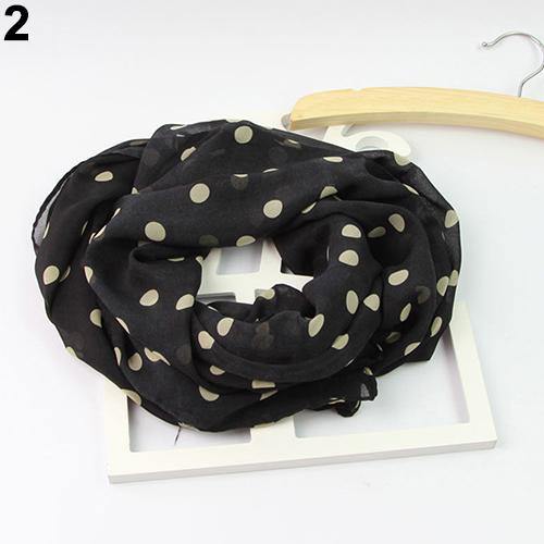 Women Dots Print Soft Cotton Long Soft Scarf Neck Shawl Scarves Beach Wrap Stole - MRSLM