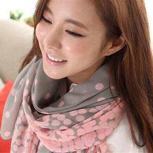 Women's Long Candy Gradual Color Round Dots Scarf Shawl Wraps Stole Soft Scarves - MRSLM