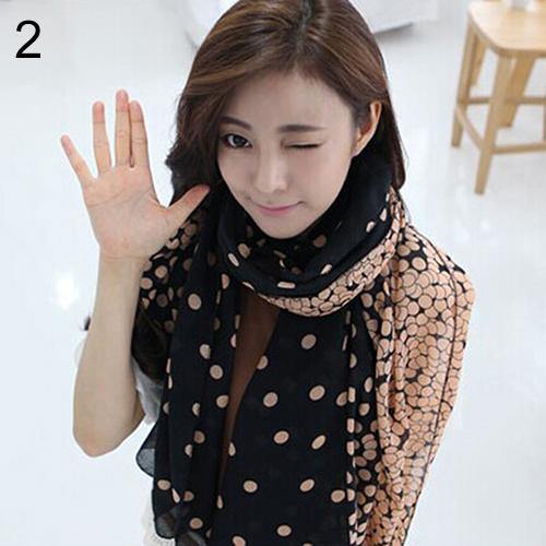 Women's Long Candy Gradual Color Round Dots Scarf Shawl Wraps Stole Soft Scarves - MRSLM