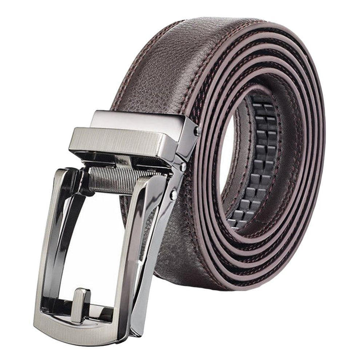 Men's Fashion Automatic Buckle Sided Faux Leather Waistband Business Belt - MRSLM