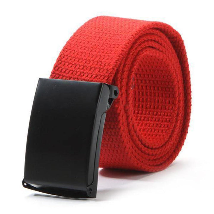 Fashion Unisex Casual Solid Color Plain Webbing Canvas Waist Belt Waistband - MRSLM