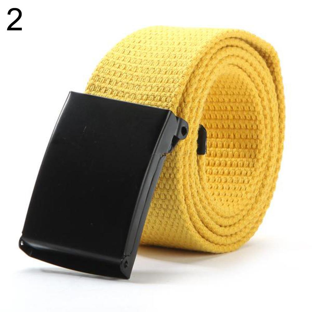 Fashion Unisex Casual Solid Color Plain Webbing Canvas Waist Belt Waistband - MRSLM