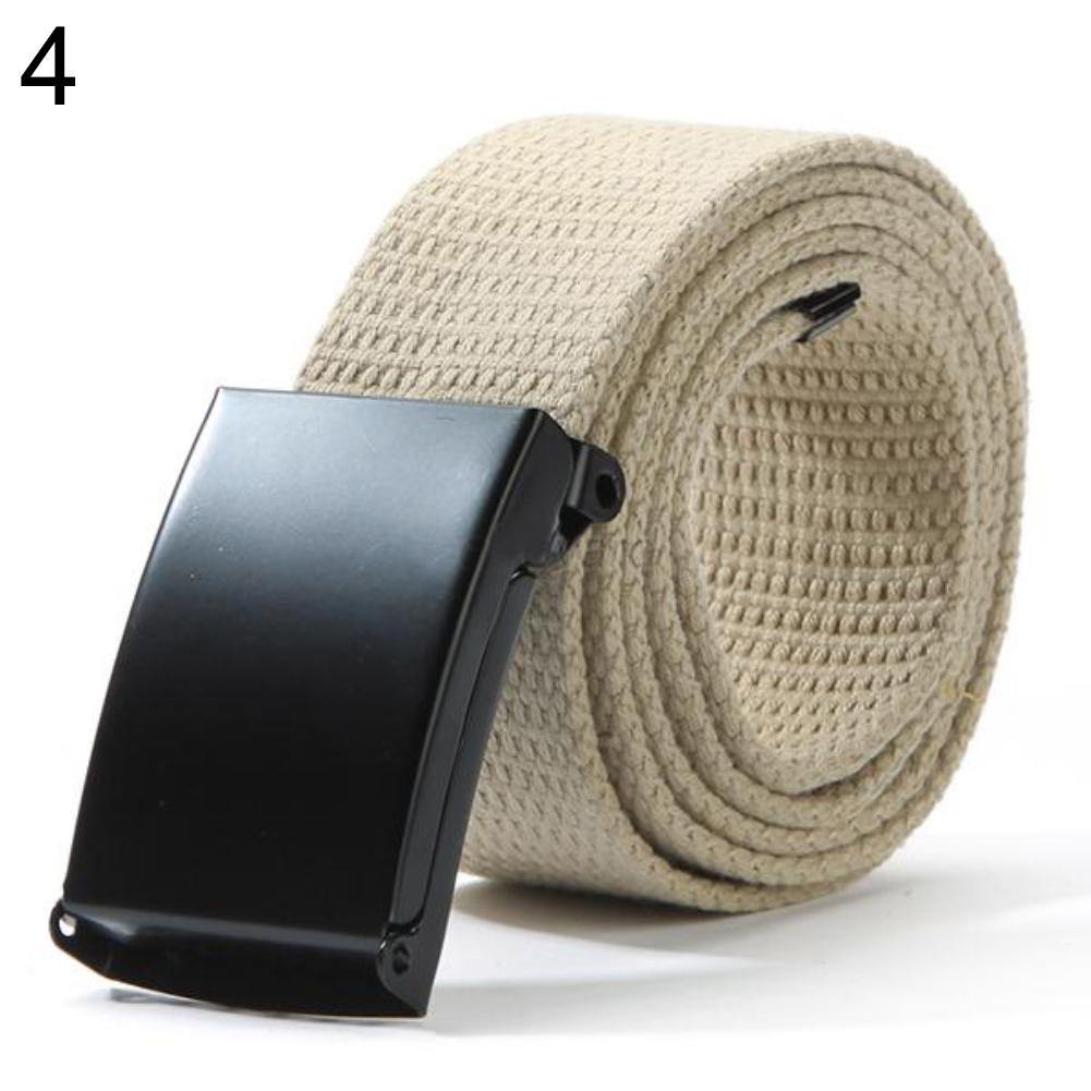 Fashion Unisex Casual Solid Color Plain Webbing Canvas Waist Belt Waistband - MRSLM