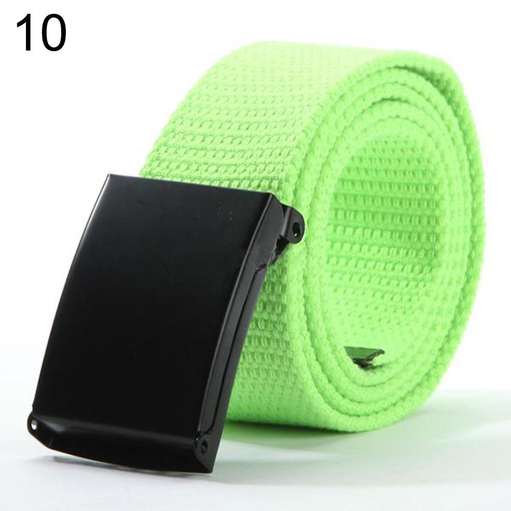 Fashion Unisex Casual Solid Color Plain Webbing Canvas Waist Belt Waistband - MRSLM