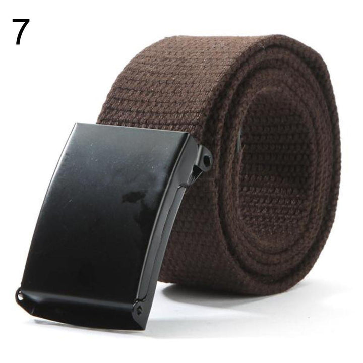 Fashion Unisex Casual Solid Color Plain Webbing Canvas Waist Belt Waistband - MRSLM