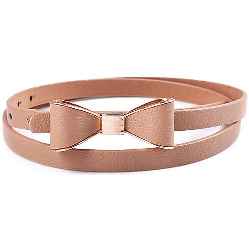 Women's Fashion Candy Color Bowknot Faux Leather Thin Skinny Waistband Belt Sash - MRSLM