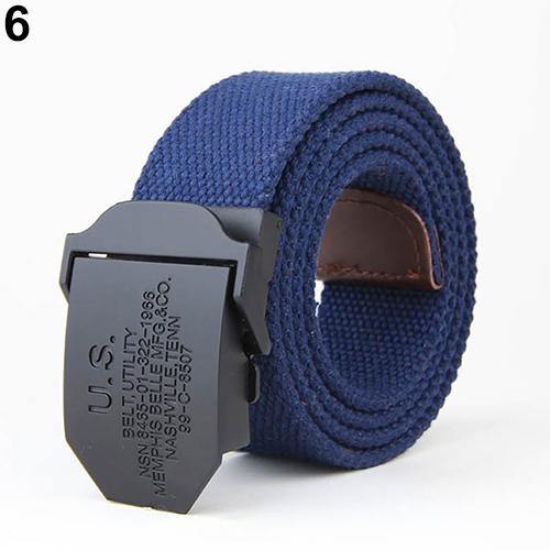 Men Fashion Outdoor Casual Solid Color Buckle Soliders Military Waist Belt - MRSLM