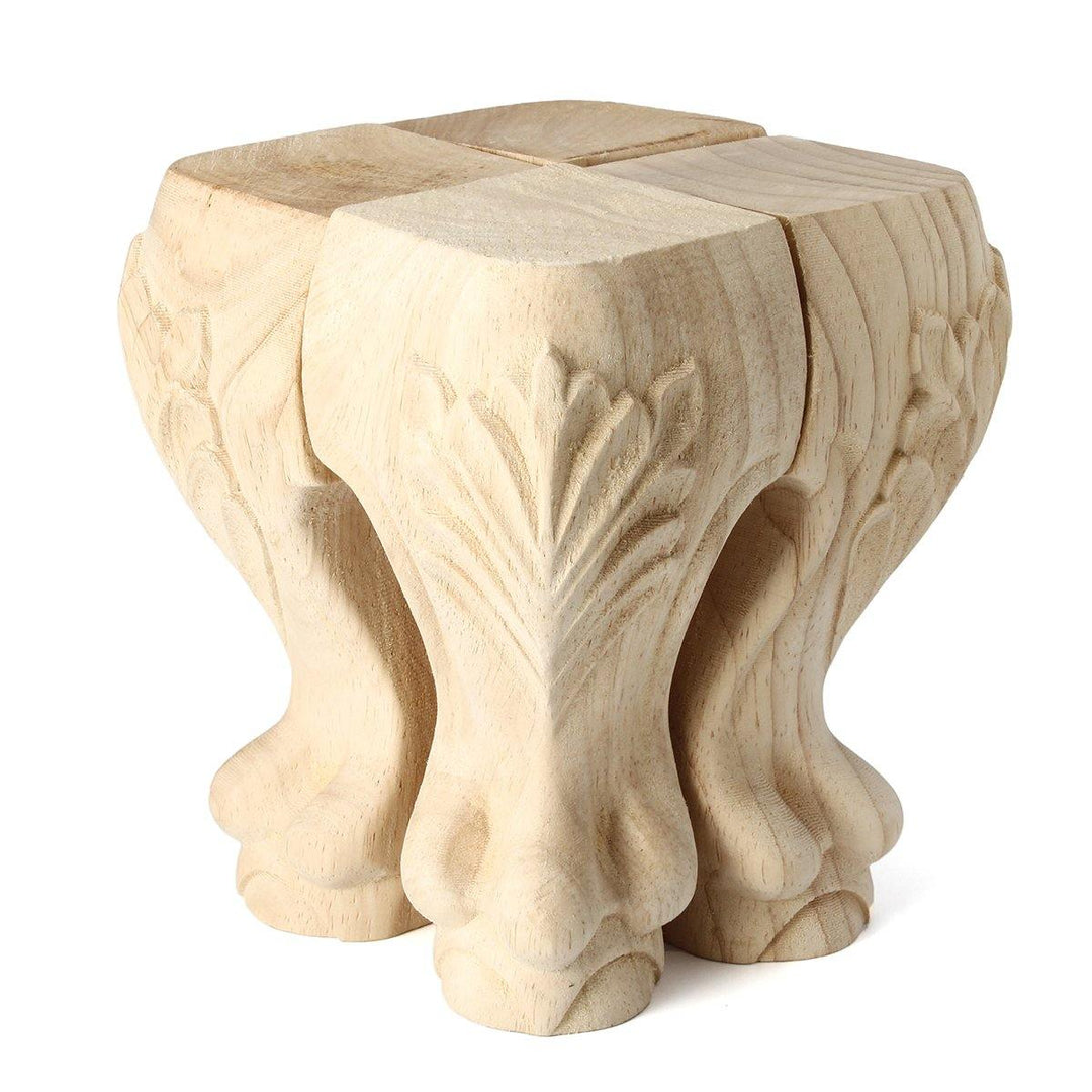 4Pcs 10/15cm European Solid Wood Carving Furniture Foot Legs Unpainted Chair Cabinet Sofa Seat Feets - MRSLM