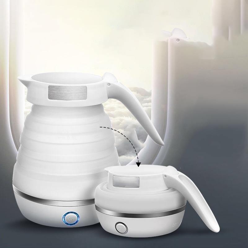 Foldable Kettle Stainless Steel Electric Silicone Kettle Traveller Kettle Portable (White US 220V) - MRSLM