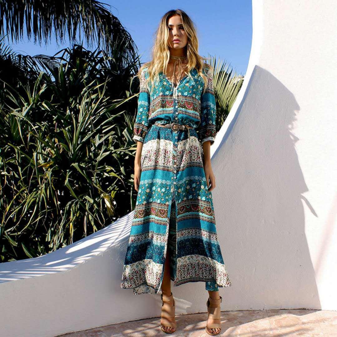 Bohemian Print New Dress Women's Beach Dress - MRSLM