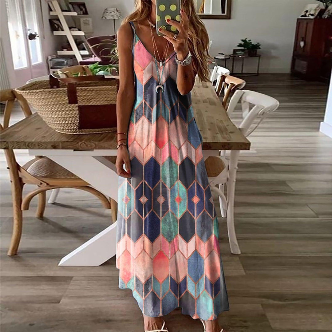 Summer Casual Printed Camisole Long Dress - MRSLM