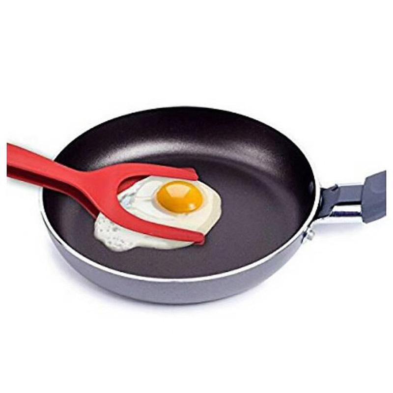 2 In 1 Grip And Flip Tongs Egg Spatula Tongs Clamp Pancake Fried Egg French Toast Omelet Overturned Kitchen Accessories - MRSLM