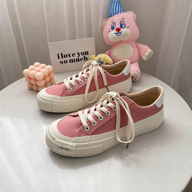 Women's Casual Low-top Solid Color Canvas Shoes - MRSLM