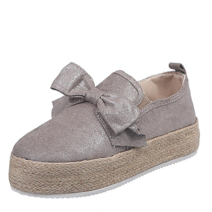 Womens Flats Shoes Espadrilles Flatforms Bowknot Suede Hemp Rope - MRSLM