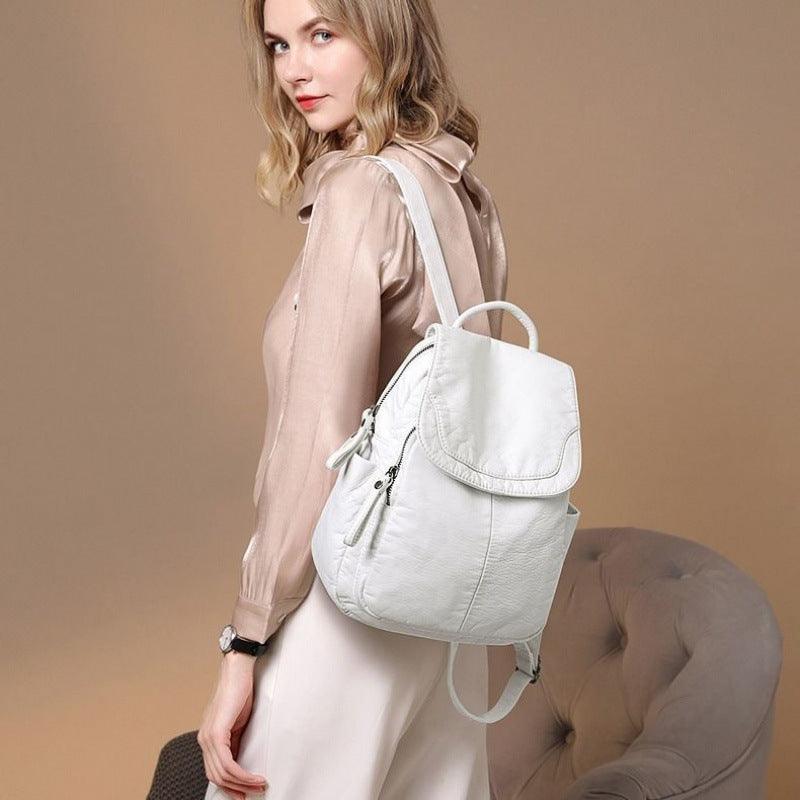 Casual Soft Leather Ladies Small Backpack - MRSLM