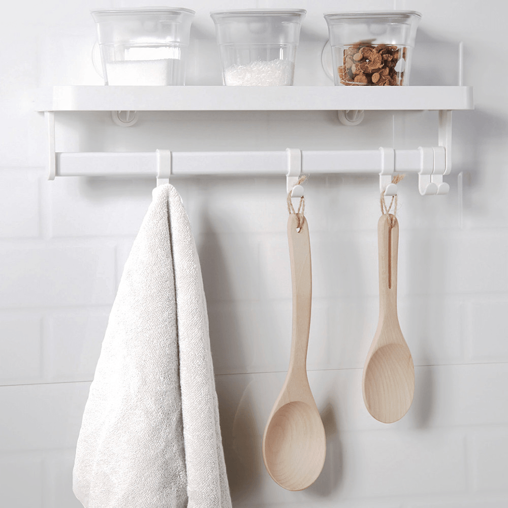 ABS No Drilling Storage Holder Towel Rack Bathroom Organizer Shelf - MRSLM